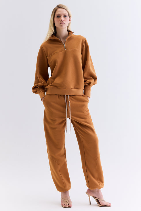 HOODIE GOLA ZIPER CARAMELO